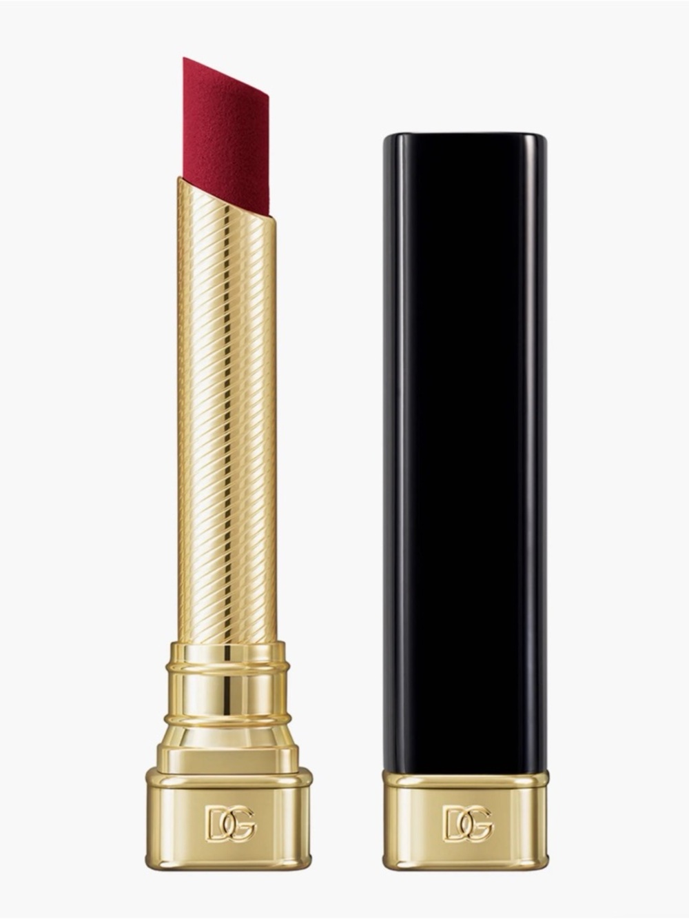Dolce & Gabbana Burgundy Matte Lipstick with Gold Case